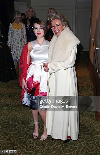 Emma Thompson and daughter Gaia Wise attend the official dinner party after the EE British Academy Film Awards at The Grosvenor House Hotel on...