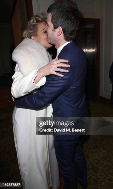 Emma Thompson and Noel Gallagher attend the official dinner party after the EE British Academy Film Awards at The Grosvenor House Hotel on February...