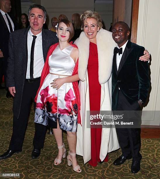 Greg Wise, Gaia Wise, Emma Thompson and Tindyebwa Agaba Wise attend the official dinner party after the EE British Academy Film Awards at The...