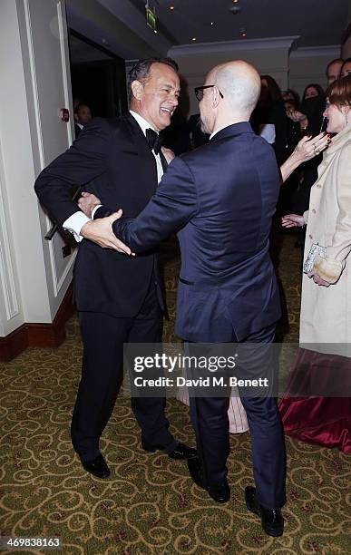 Tom Hanks and Stanley Tucci attend the official dinner party after the EE British Academy Film Awards at The Grosvenor House Hotel on February 16,...