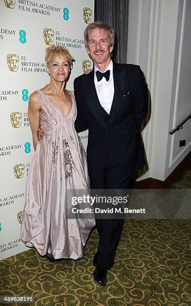 Caridad Rivera and Matthew Modine attend the official dinner party after the EE British Academy Film Awards at The Grosvenor House Hotel on February...
