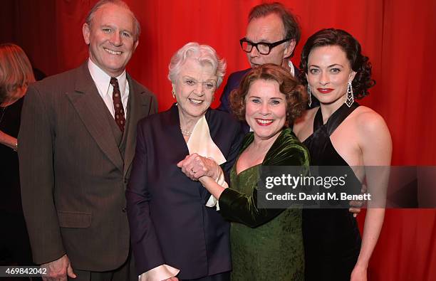 Peter Davison, Dame Angela Lansbury, Imelda Staunton, director Jonathan Kent and Lara Pulver attend a post show drinks reception on stage following...