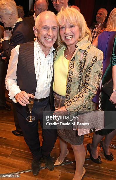 Wayne Sleep and Elaine Paige attend a post show drinks reception on stage following the press night performance of "Gypsy" at The Savoy Theatre on...