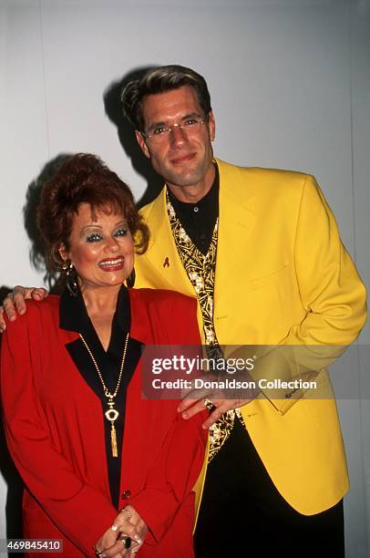 Evangelist and television personality Tammy Faye Bakker and actor Jim J. Bullock pose for a portrait at The National Association of Television...