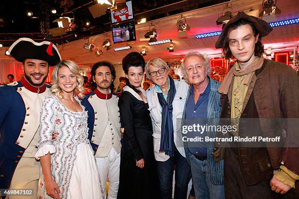 Team of Musical Comedy 'Marie Antoinette et le Chevalier de Maison Rouge' Slimane, Aurore Delplace, Mickael Miro, Kareen Antonn, Michel Le Royer,...