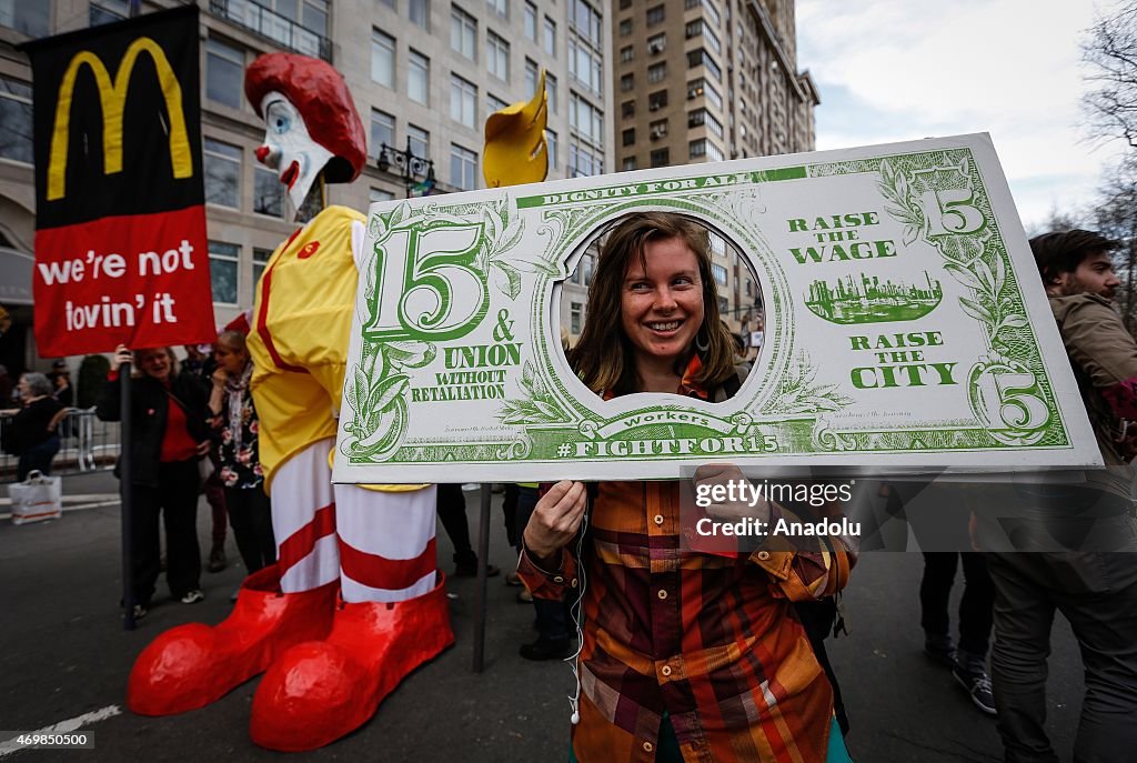 'Fight For $15' protest in New York