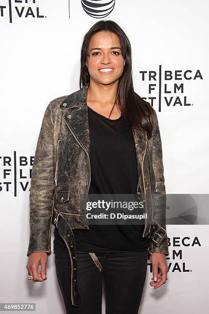 Michelle Rodriguez attends the world premiere of "Live From New York" during the 2015 Tribeca Film Festival at The Beacon Theatre on April 15, 2015...