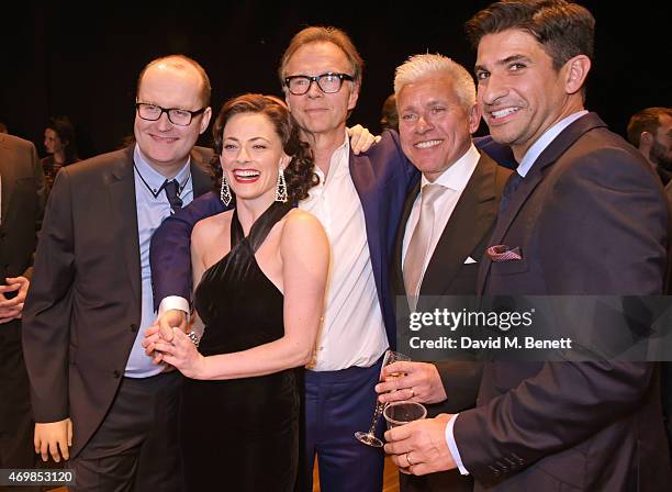 Producer Michael Harrison, Lara Pulver, director Jonathan Kent, producer David Ian and Raza Jaffrey attend a post show drinks reception on stage...