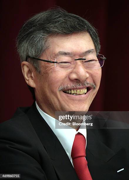 50 Suntory Holdings Ceo Nobutada Saji News Conference Stock Photos