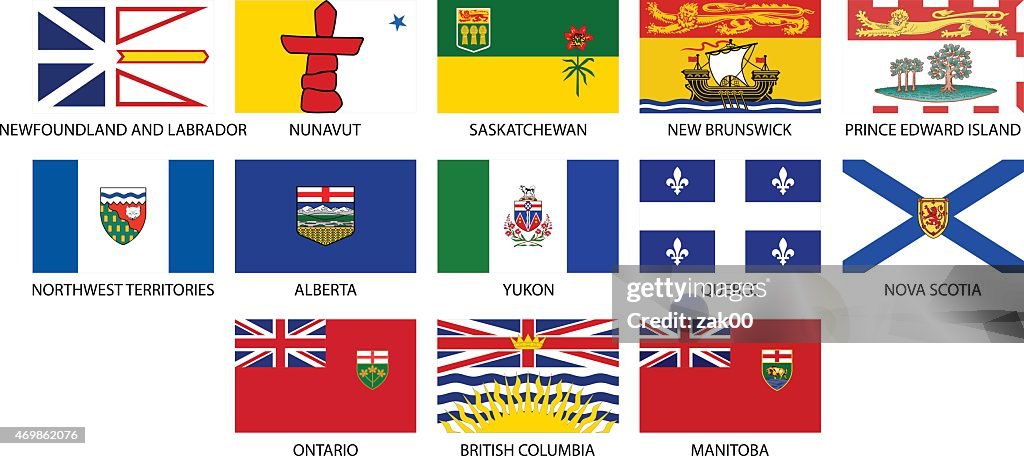 Provincial bandeiras do Canadá Conjunto de ícones