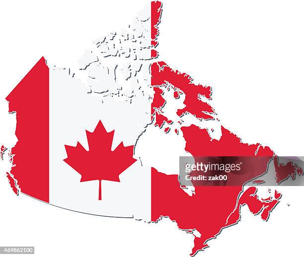 flag map of canada. - canadian flag stock illustrations
