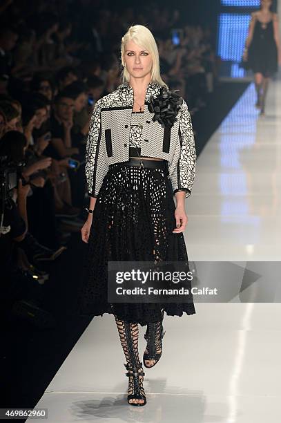 Ana Claudia Michels walks the runway during the Colcci show at SPFW Summer 2016 at Parque Candido Portinari on April 15, 2015 in Sao Paulo, Brazil.