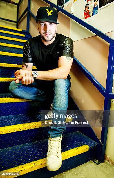 Shayne Ward poses backstage after meeting fans and signing copies of his new album 'Closer' at HMV Trafford on April 15, 2015 in Manchester, England.