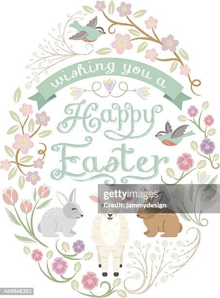 woodland easter egg - osterlamm stock-grafiken, -clipart, -cartoons und -symbole