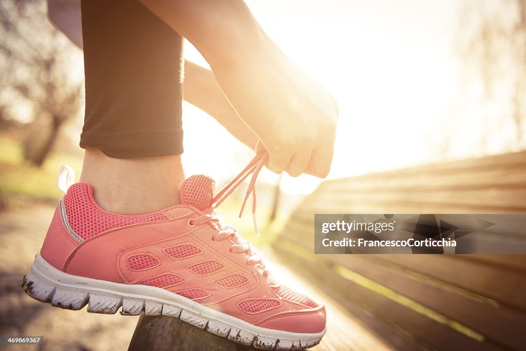 Jogging shoes closeup