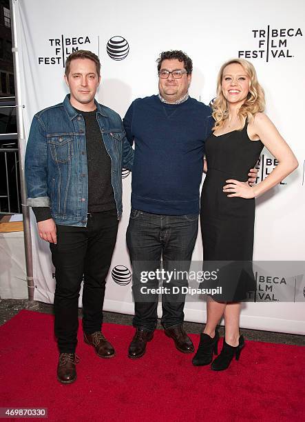 Beck Bennett, Bobby Moynihan, and Kate McKinnon attend the world premiere of "Live From New York" during the 2015 Tribeca Film Festival at The Beacon...