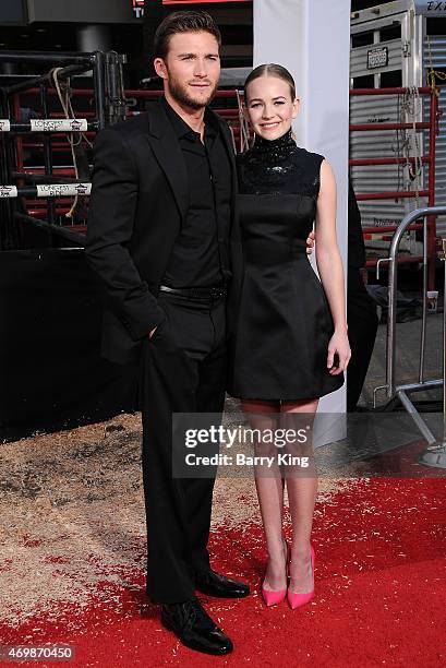 Actor Scott Eastwood and actress Britt Robertson arrive at the Los Angeles Premiere 'The Longest Ride'at TCL Chinese Theatre IMAX on April 6, 2015 in...