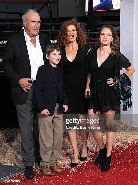 Actress Lolita Davidovich husband Ron Shelton and their children arrive at the Los Angeles Premiere 'The Longest Ride'at TCL Chinese Theatre IMAX on...