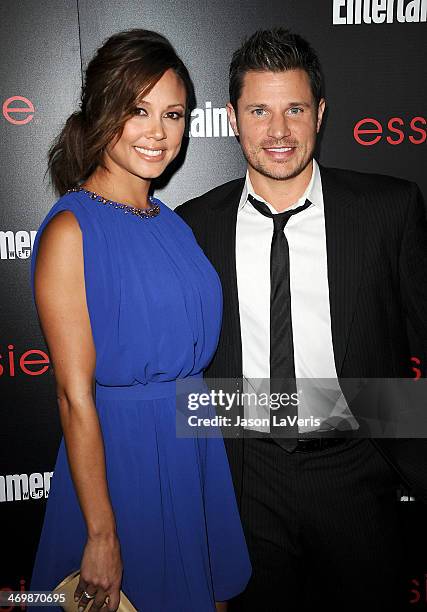 Vanessa Minnillo and Nick Lachey attends the Entertainment Weekly SAG Awards pre-party at Chateau Marmont on January 17, 2014 in Los Angeles,...