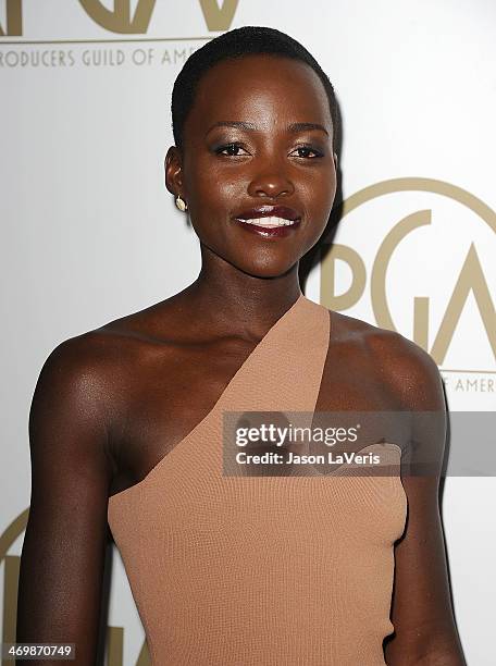 Actress Lupita Nyong'o attends the 25th annual Producers Guild Awards at The Beverly Hilton Hotel on January 19, 2014 in Beverly Hills, California.