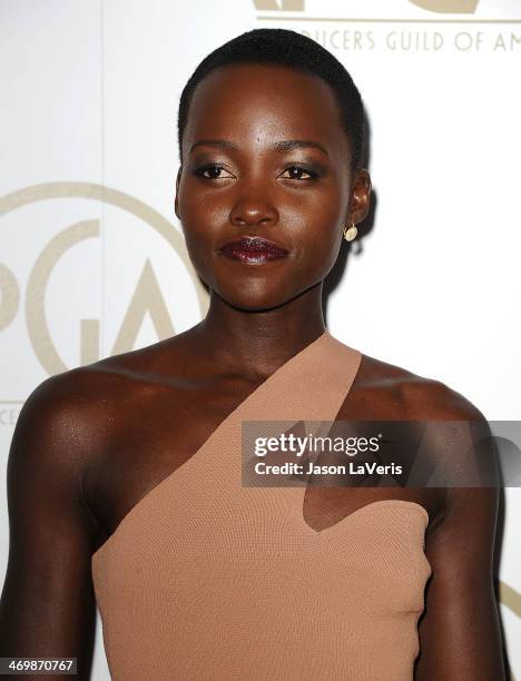 Actress Lupita Nyong'o attends the 25th annual Producers Guild Awards at The Beverly Hilton Hotel on January 19, 2014 in Beverly Hills, California.