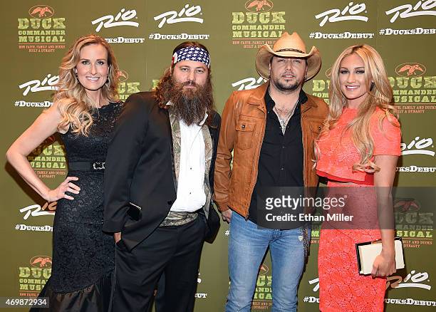 Television personalities Korie Robertson and Willie Robertson, recording artist Jason Aldean and his wife Brittany Kerr attend the "Duck Commander...