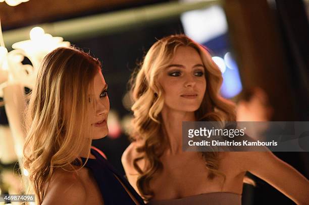 Models Constance Jablonski and Valentina Zelyaeva attend the 2015 Tiffany Blue Book dinner on April 15, 2015 in New York City.