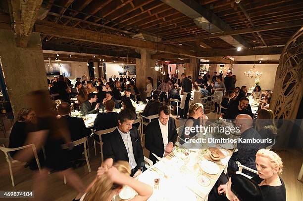 View of atmosphere during the 2015 Tiffany Blue Book dinner on April 15, 2015 in New York City.