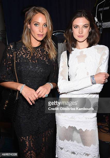 Models Hannah Davis and Jacquelyn Jablonski attend the 2015 Tiffany Blue Book dinner on April 15, 2015 in New York City.