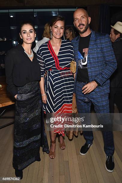 Francesca Amfitheatrof, Yasmin Le Bon and Kevin Kollenda attend the 2015 Tiffany Blue Book dinner on April 15, 2015 in New York City.