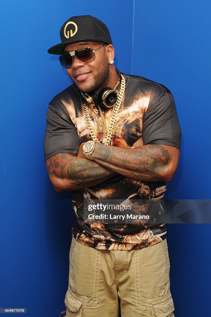 Ne-Yo and Flo Rida Visit Y-100 Radio Station