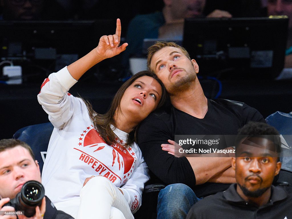 Celebrities At The Los Angeles Lakers Game