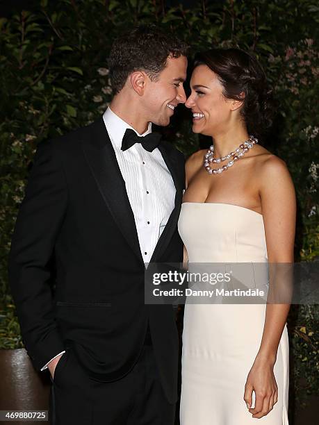Richard Fleeshman and Samantha Barks attends an official dinner party after the EE British Academy Film Awards at The Grosvenor House Hotel on...