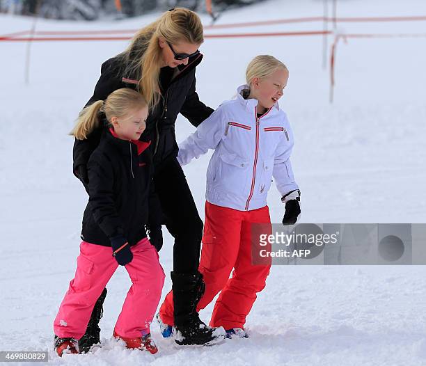 Dutch Princess Mabel with her children, Countess Luana and Countess Zaria pose at a photo call during their ski holidays, in Lech am Arlberg, Austria...
