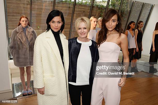 Leigh Lezark, Jane Shepherdson, CEO of Whistles, and Ashley Madekwe attend the Whistles presentation at London Fashion Week AW14 at 33 Fitzroy Place...