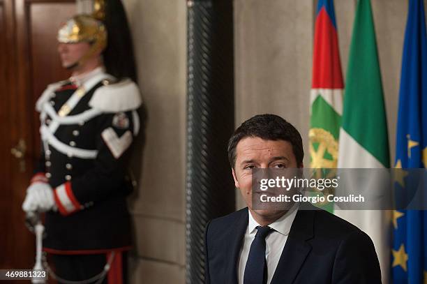 Former Mayor of Florence, Matteo Renzi, talks to the media after he has been appointed new Prime Minister by President Giorgio Napolitano at the...