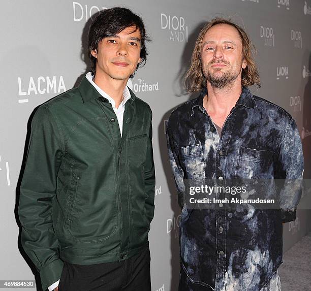 Director Frederic Tcheng and artist Sterling Ruby attend the premiere of The Orchard's 'DIOR & I' at LACMA on April 15, 2015 in Los Angeles,...