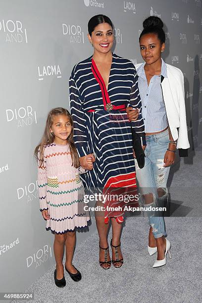 Designer Rachel Roy with daughters Ava Dash and Tallulah Ruth Dash attends the premiere of The Orchard's 'DIOR & I' at LACMA on April 15, 2015 in Los...