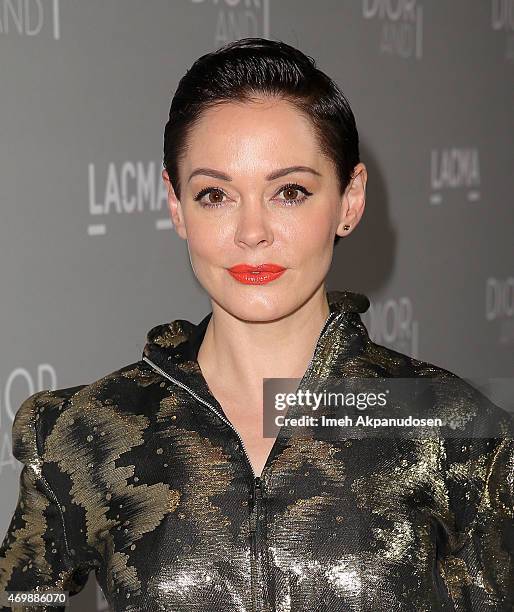 Actress Rose McGowan attends the premiere of The Orchard's 'DIOR & I' at LACMA on April 15, 2015 in Los Angeles, California.