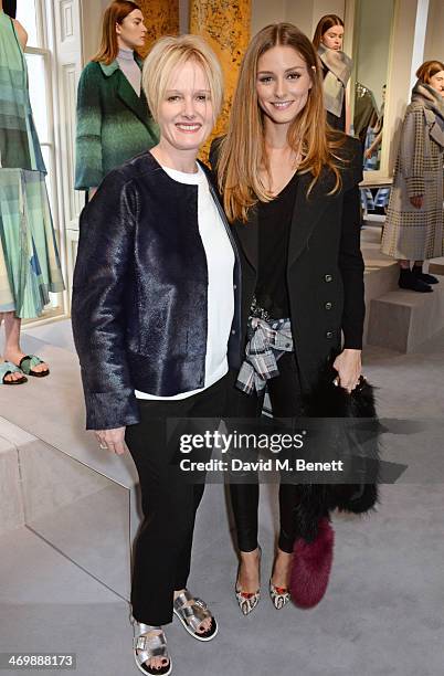 Jane Shepherdson , CEO of Whistles, and Olivia Palermo attend the Whistles presentation at London Fashion Week AW14 at 33 Fitzroy Place on February...