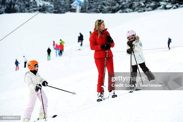 Princess Ariane and Queen Maxima of the Netherlands attends the annual winter photocall on February 17, 2014 in Lech, Austria.