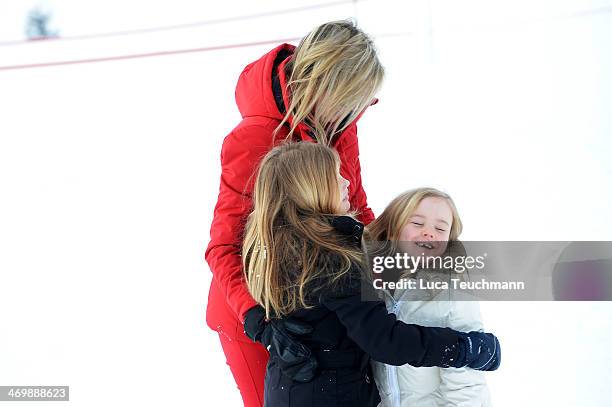 Queen Maxima of the Netherlands; Dutch Princess Alexia and Princess Ariane attends the annual winter photocall on February 17, 2014 in Lech, Austria.