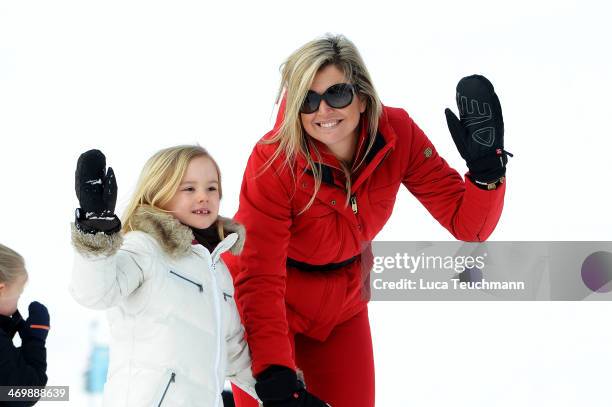 Princess Ariane and Queen Maxima of the Netherlands attends the annual winter photocall on February 17, 2014 in Lech, Austria.