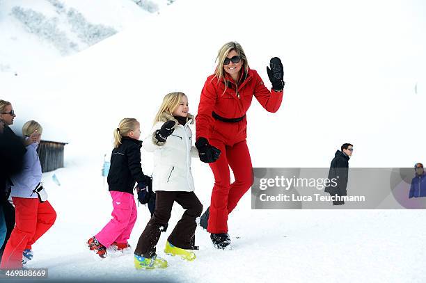 Princess Ariane and Queen Maxima of the Netherlands attends the annual winter photocall on February 17, 2014 in Lech, Austria.