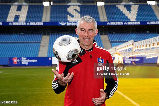 Mirko Slomka is presented as new head coach of Hamburger SV at a press conference on February 17, 2014 in Hamburg, Germany.