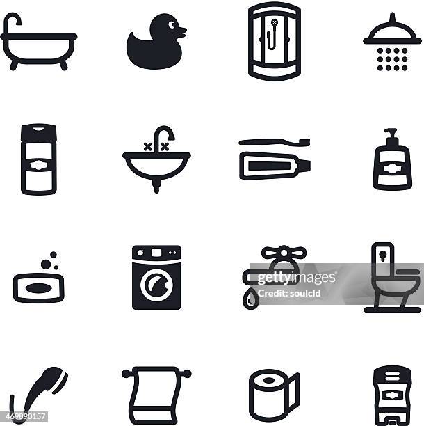 bathroom icons - monochrome bathroom stock illustrations