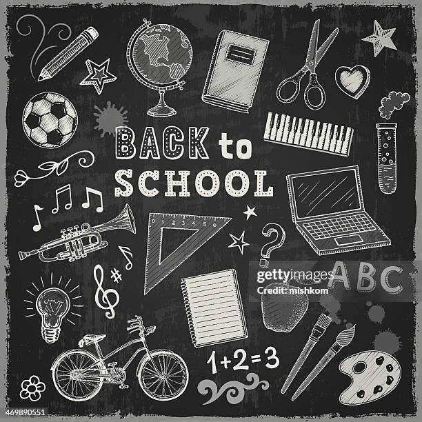 ilustrações de stock, clip art, desenhos animados e ícones de regresso às aulas - desenho a giz