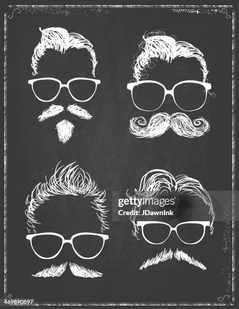 satz von hipster mit auf tafel gentleman - movember stock-grafiken, -clipart, -cartoons und -symbole