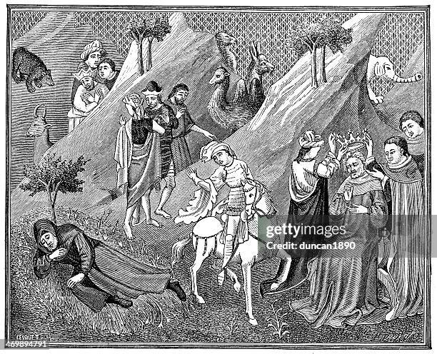 coronation of the great khan - genghis khan art stock illustrations
