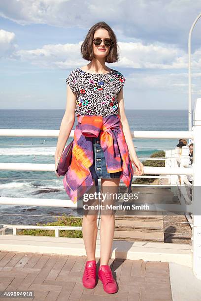 Fashion Market Editor at InStyle Magazine Chloe Hill wears an Iro jacket, Adidas shoes, Rayban sunglasses and Alexa Chung for AG skirt at...